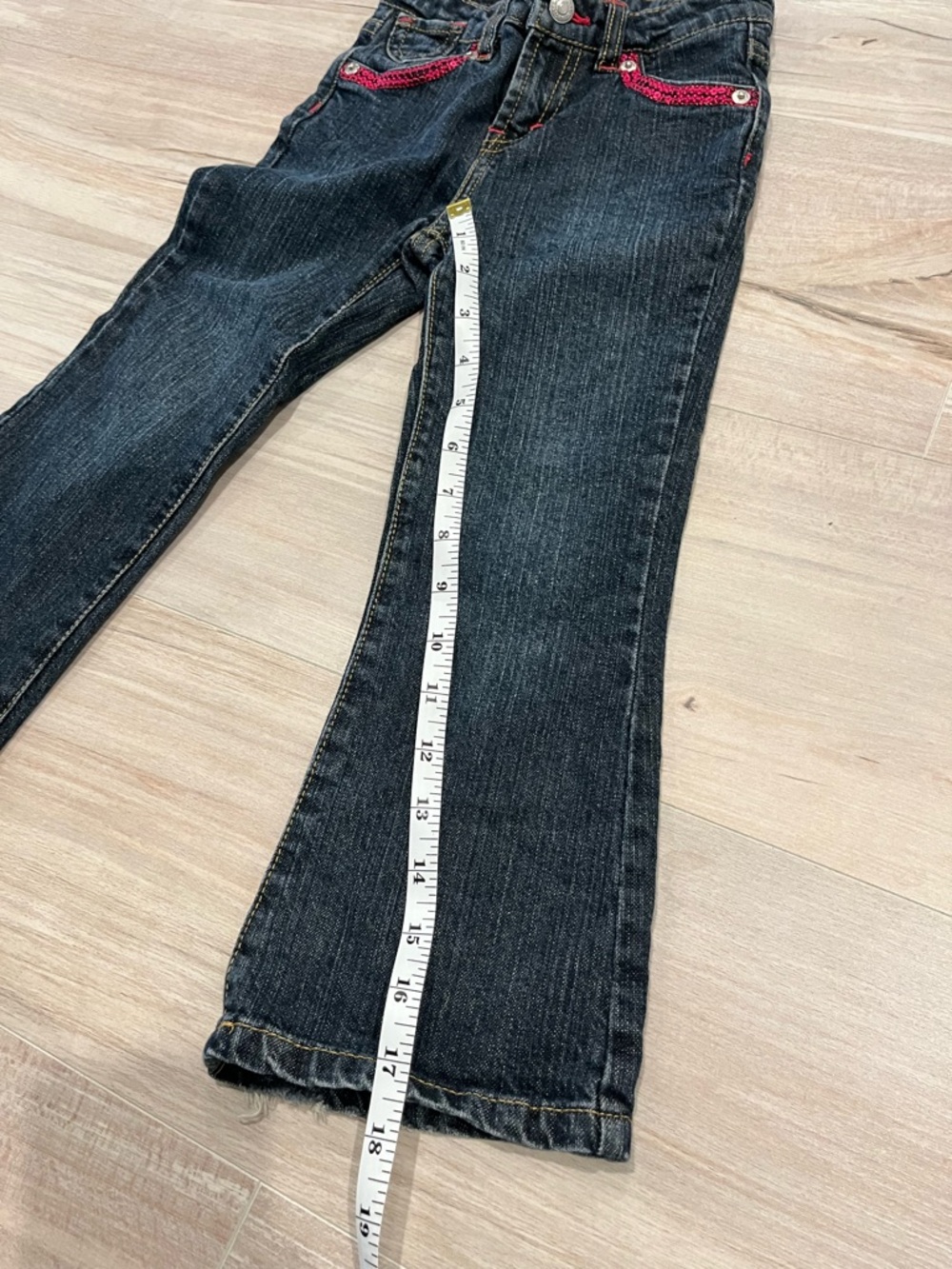 Levi's Girls Dark Blue Denim Bootcut Jeans with Pink Sequin Accents Size 4T - Picture 9 of 12